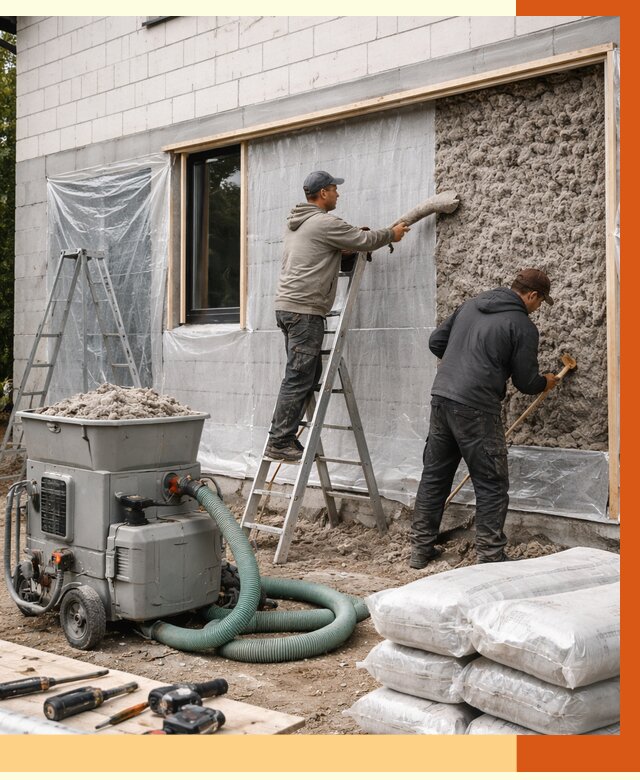 Утепление дома из газобетона эковатой в Лесне от 4678 руб./м2 | ТепломастерЛсн